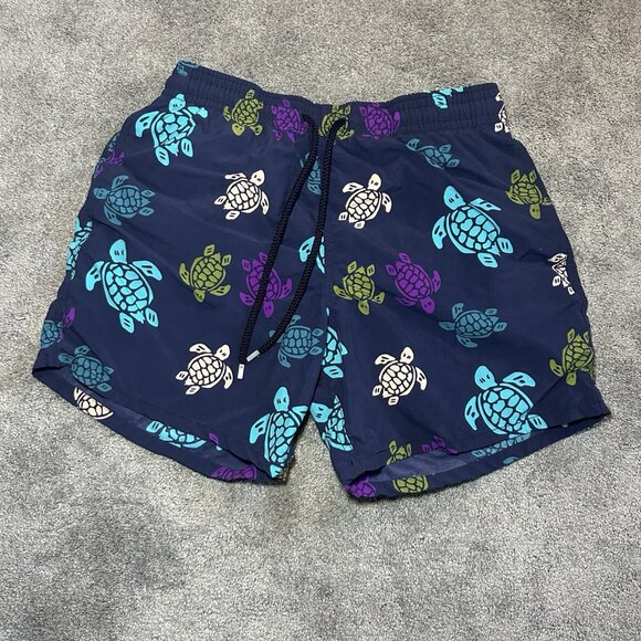 Vilebrequin Swim Trunks Shorts Mens Large Blue Multicolour Turtle Print Beach - Picture 5 of 13